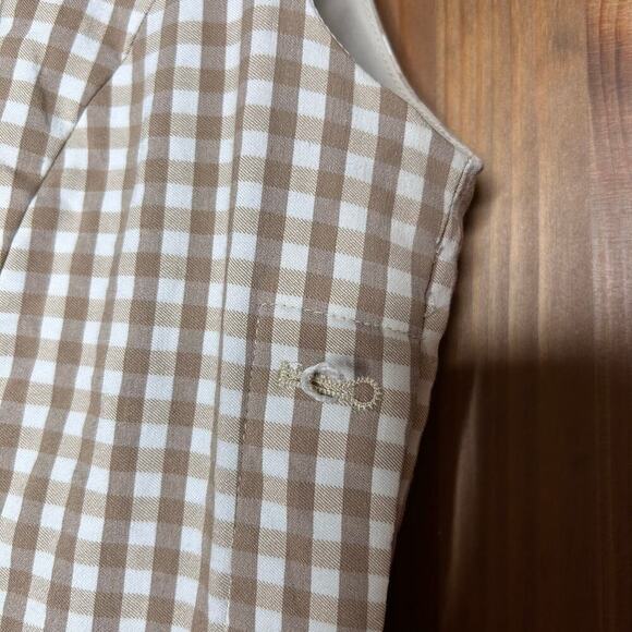 J. McLaughlin Paulson Gingham Dress Women’s 4 Sheath Tan White Sleeveless Mini - Picture 7 of 9
